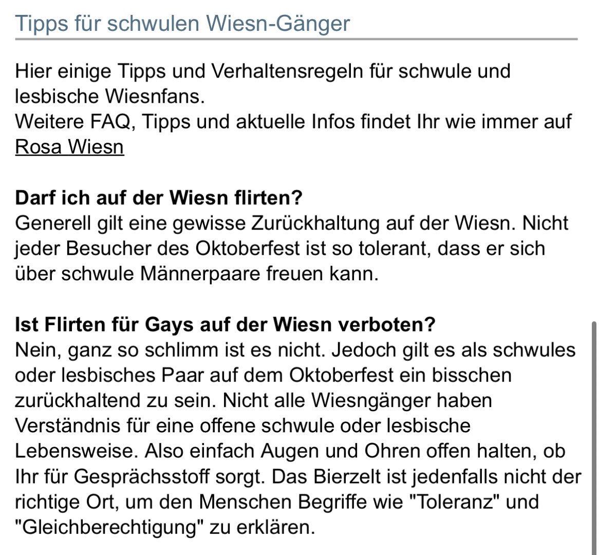 Deutschland ist übrigens das Land, in dem es zum größten Volksfest des Landes einen Ratgeber gibt der queeren Menschen rät, ihre Homosexualität nicht offen zu zeigen. Die selben Tipps gibts selbstverständlich nicht für Heteros.

Aber klar: „Ihr habt doch schon alles!“