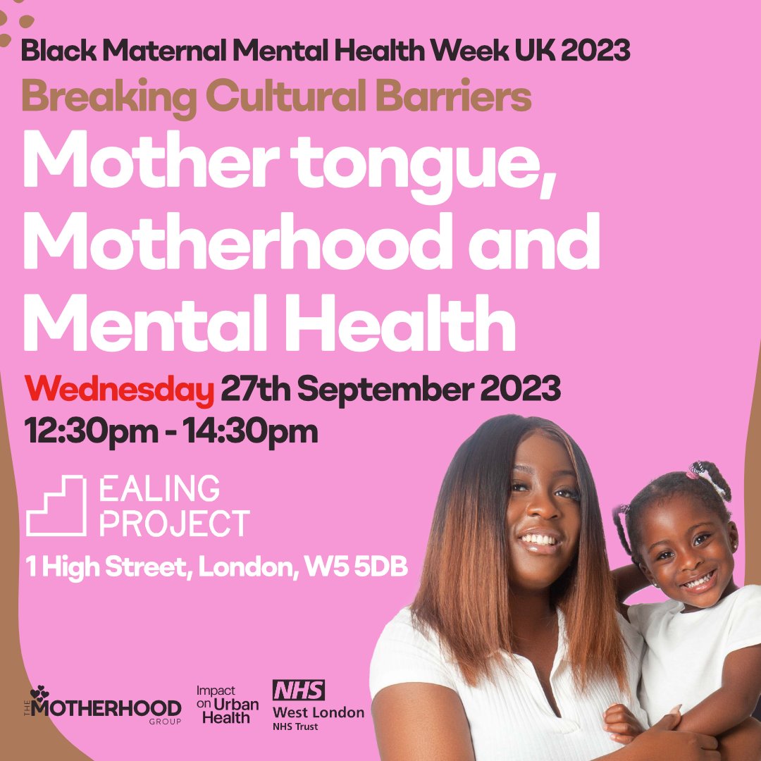 TOMORROW!

We are excited to invite you to a screening of a powerful collection of short films in which women from diverse communities across West London speak in their mother tongue about their experience of perinatal mental illness. #BMMHW23 

Book🎟️🎟️
eventbrite.co.uk/e/mother-tongu…