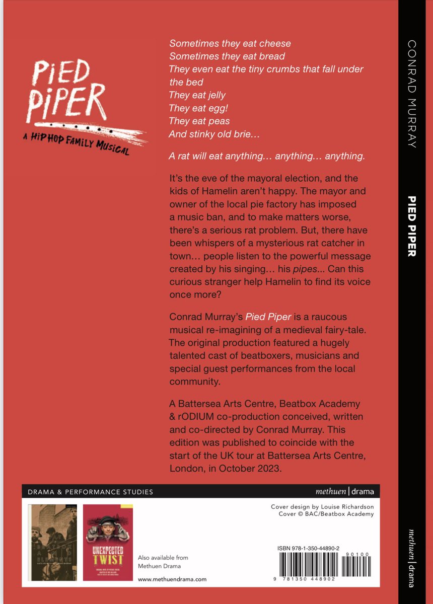 Received proofs for the Pied Piper play text! Will
Be for sale at the show and online @MethuenDrama 

#BACpiper 

bac.org.uk/whats-on/pied-…