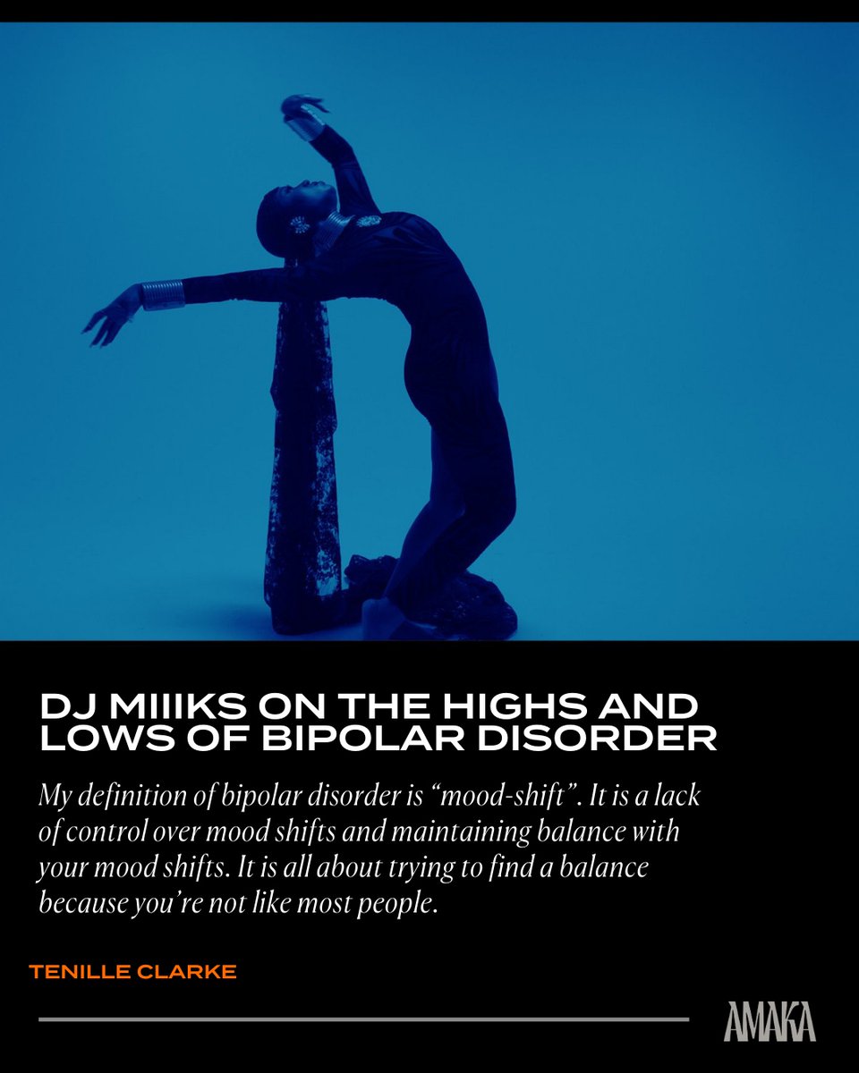 DJ MIIIKS opens up about her bipolar disorder diagnosis and her journey to self-acceptance.

amaka.studio/content/13inHB…

#Amakastudio #Ourworldtogether #Africanwomen #bipolarawareness #mentalhealthawareness #blackmentalhealth #selflove #selfacceptance #youarenotalone #Panafrican