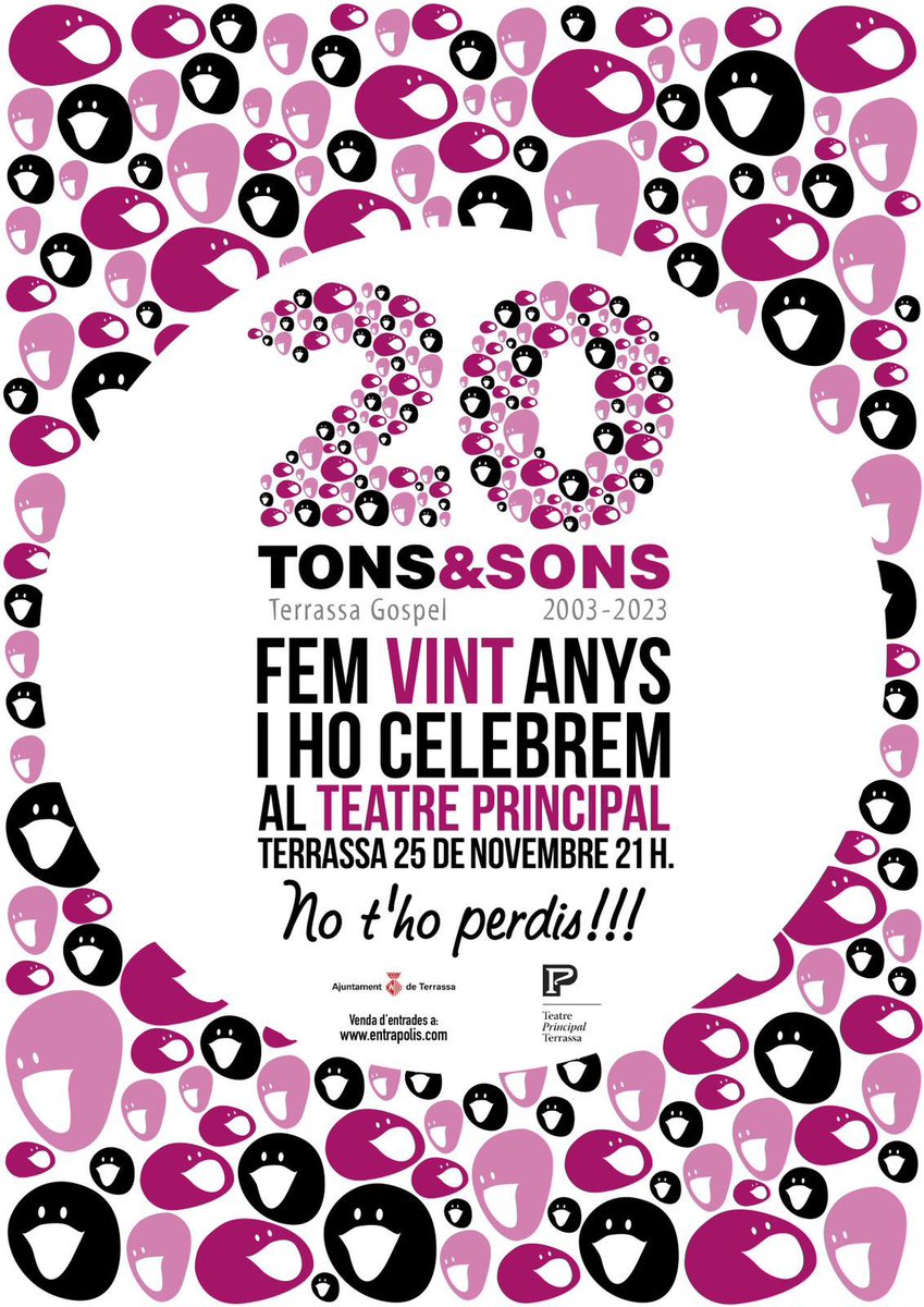 ⚠️ATENCIÓ! Agendes preparades? El proper 2️⃣5️⃣ de novembre serà el concert de celebració dels nostres 20 anys al Teatre Principal. Tenim nou  repertori, sorpreses, i ens encantaria que ho celebréssis amb nosaltres Entrades ja a la venda!
entrapolis.com/entradas/tonsi… 
VÉNS A LA FESTA?