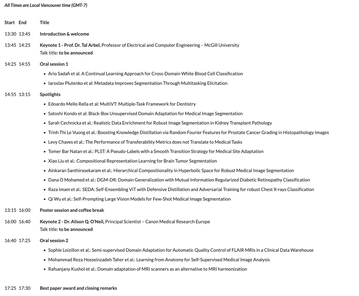 🗓️ The schedule for the DART Workshop at @MICCAI_Society 2023 is online! Have a look at the great line up we have prepared with keynotes and orals, as well as a poster session! More details: sites.google.com/view/dart2023/…