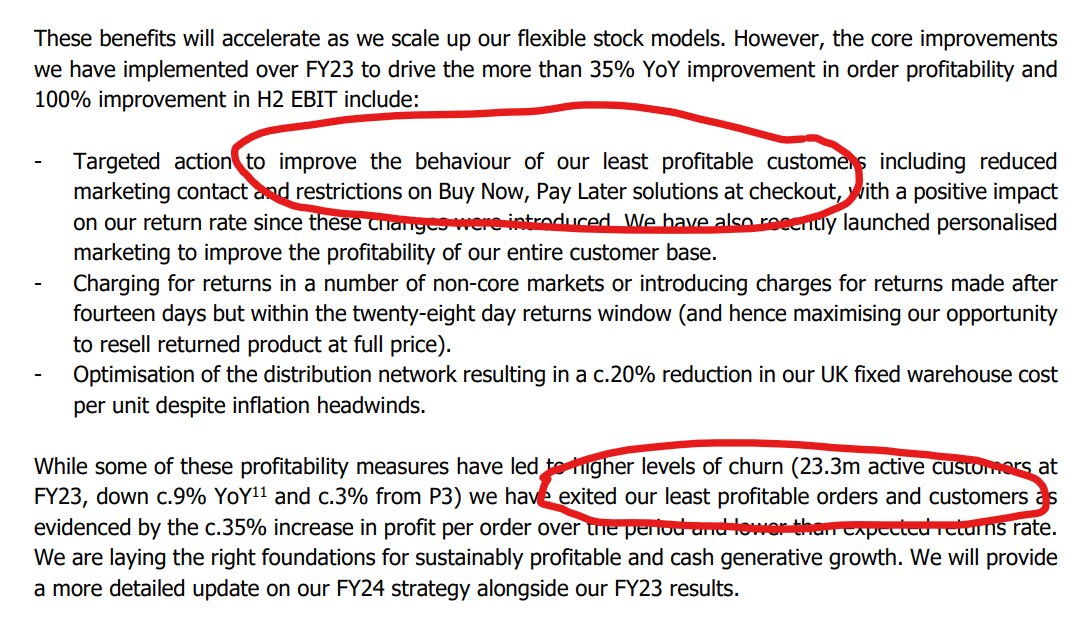 kientan74's tweet image. 📦 Usually I'd raise my eyebrows at "lower sales, higher profit", but I love this snippet of disclosure in #ASOS's update: they've reduced returns and exited least profitable customers by restricting Buy Now Pay Later!
Sounds like BNPL ain't the panacea people thought it was...