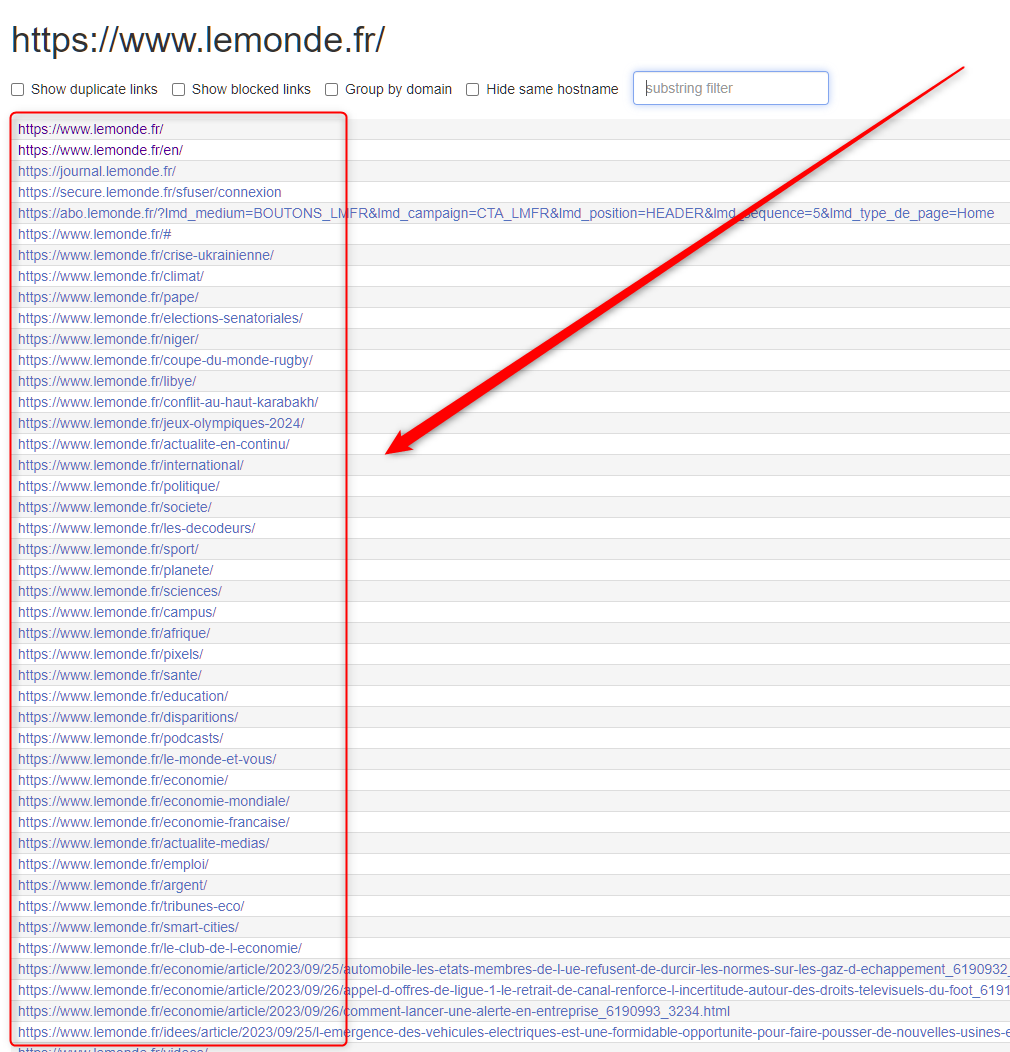 Pour extraire tous les liens d'une page et disposer d'une vision globale de son maillage...

Il existe une extension Chrome gratuite qui liste TOUS les hyperliens dans un nouvel onglet.

Il s'agit de Link Grabber : chrome.google.com/webstore/detai…

Simple, efficace, génial.

#SEO #Google