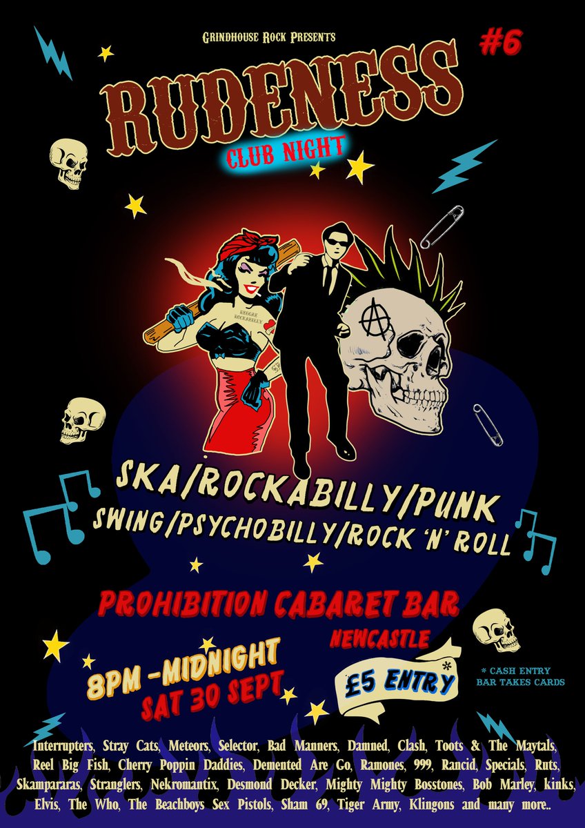 This Saturday in Newcastle .... punk/ska/reggae/rockabilly/psychobilly/60s rock'roll ...