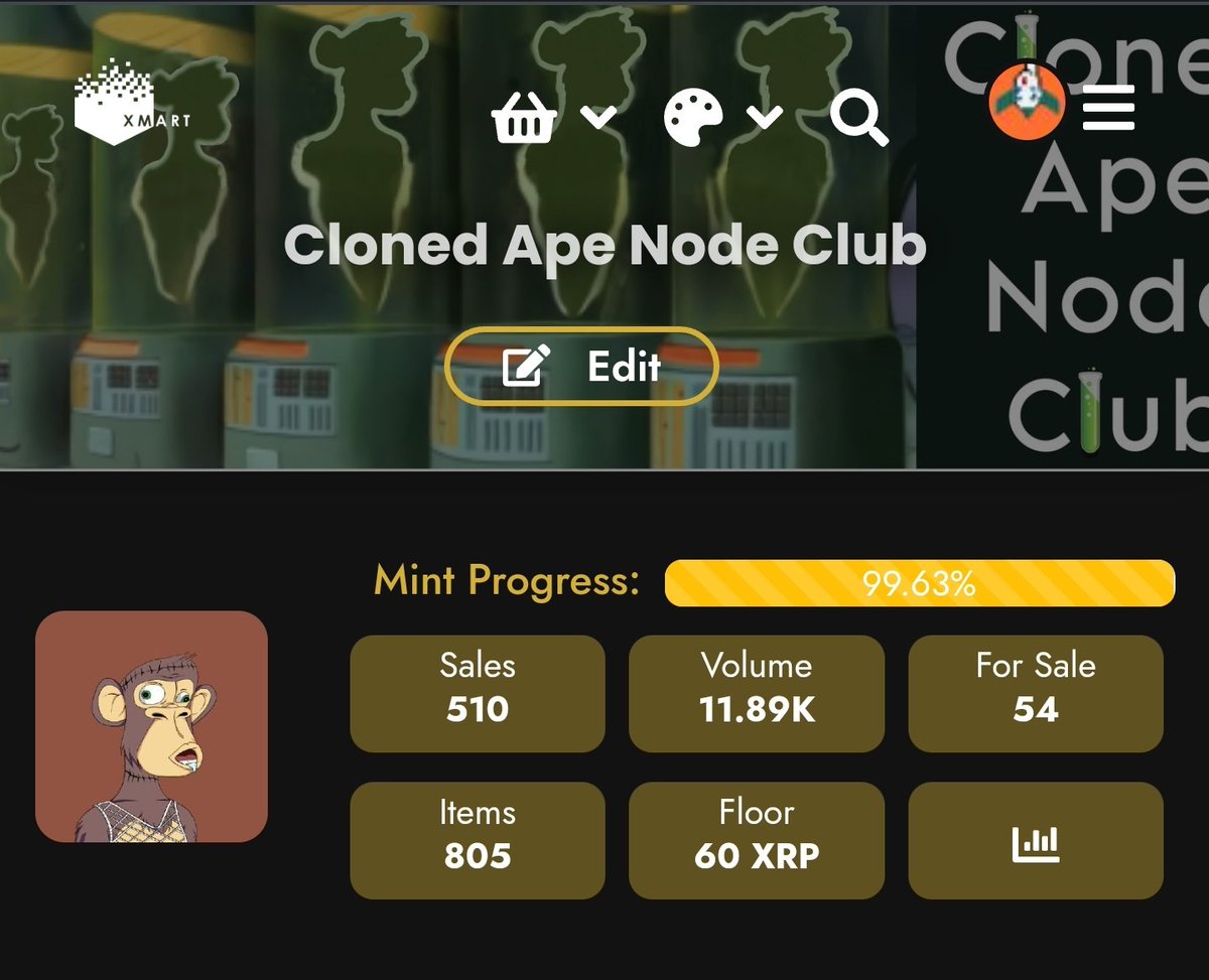 🧪 Cloned Ape Floor Price now 60 $XRP

Only 54 for sale

🏁 We started with 10,000
🔥 We have burned 9195
😱 Only 805 left

Probably nothing 😅

#XRPL #XRPArmy #XRP