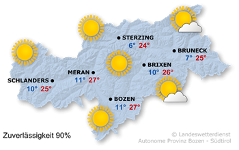 wetter.provinz.bz.it
Wetter morgen: Spätsommerliches Wetter