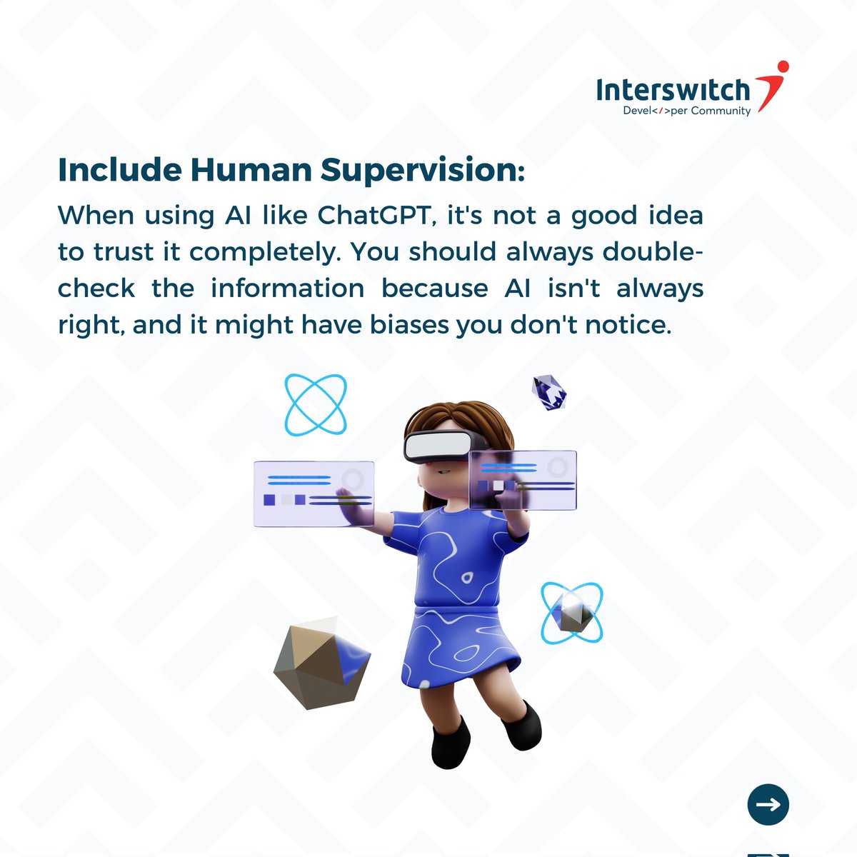 InterswitchDev's tweet image. It's not just about using AI; it's about using it responsibly.Which one of these resonates with you the most? Share in the comment section 😊
#interswitch
#interswitchdeveloper
#interswitchdevelopercommunity