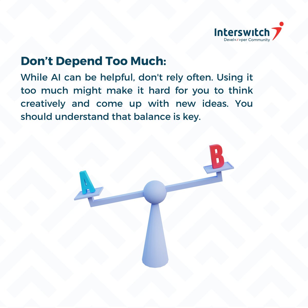 InterswitchDev's tweet image. It's not just about using AI; it's about using it responsibly.Which one of these resonates with you the most? Share in the comment section 😊
#interswitch
#interswitchdeveloper
#interswitchdevelopercommunity