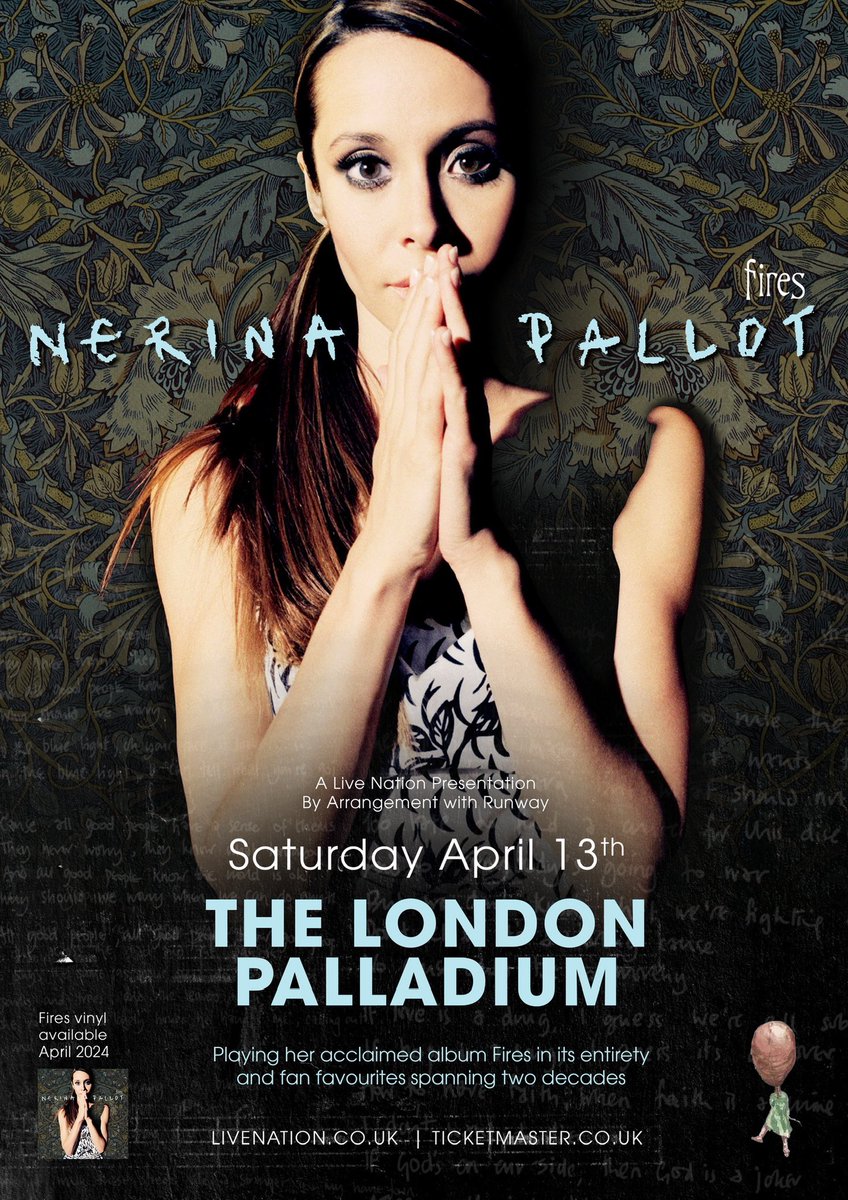 You said to do it, and so I shall. Saturday April 13th 2024. The London Palladium. Pre-sale from tmrw at 10am, general release 10am Fri 29th September. 

livenation.co.uk/artist-nerina-…