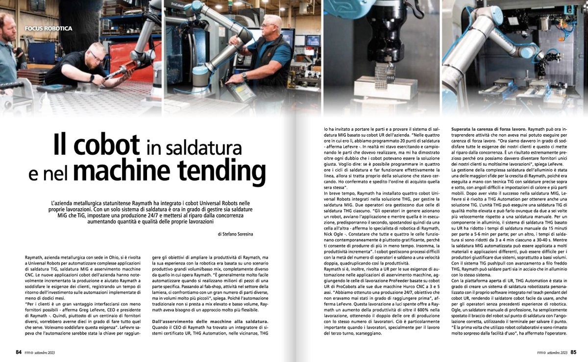 meccanica_plus's tweet image. #MachineTending con #cobot #UniversalRobots nelle lavorazioni metallurgiche per l’americana @RaymathMetalFab per aumentare produttività e flessibilità nelle operazioni di #saldatura. L’articolo nel Focus #Robotica su #RMO di settembre.
#THGAutomation 

tech-plus.it/brochure/rmo/2…