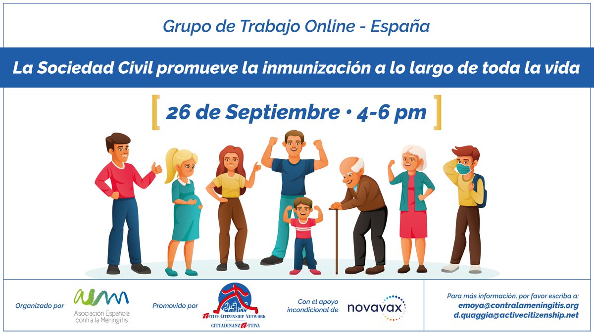 activecitnet's tweet photo. 🎉Today the first online focus group, in the framework of our Civil Society promoting vaccination across the life-course project, will be held in Spanish and organized by La Asociación Española contra la Meningitis @STOPmeningitis
 Read more 👉https://t.co/Qz3LMF9OaE https://t.co/JJHa4A9yPD