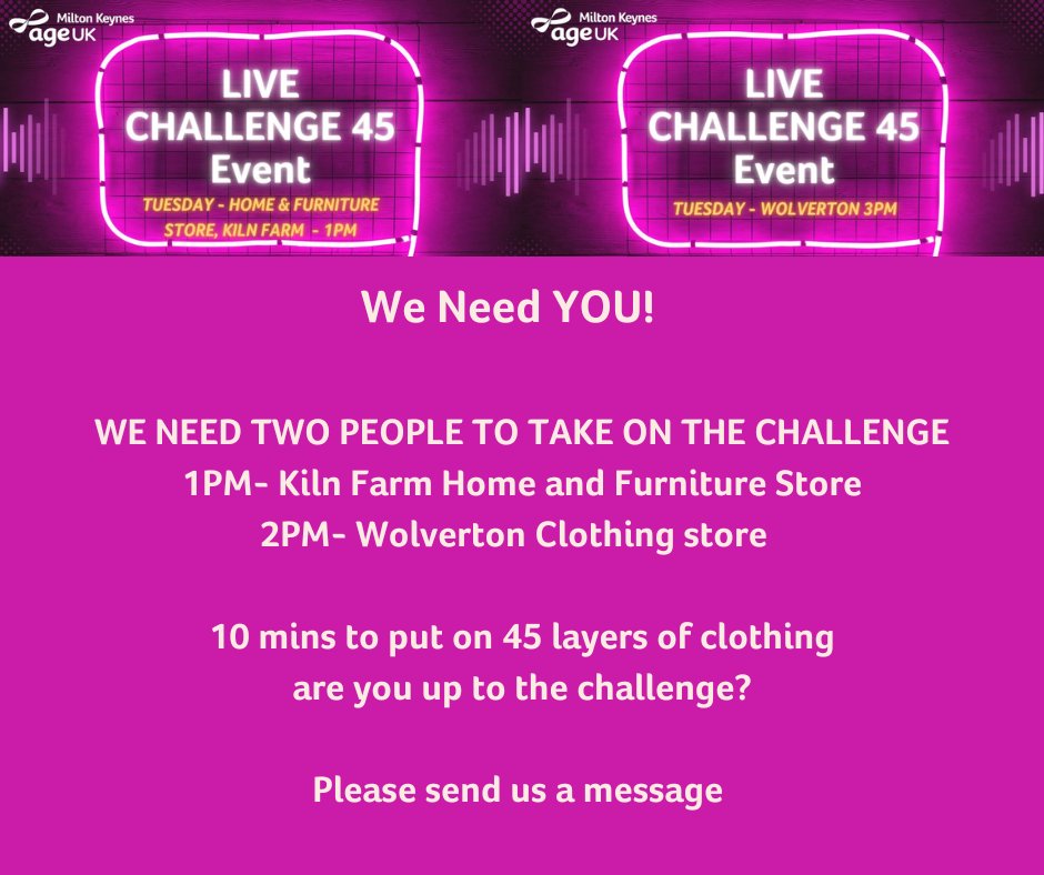 AgeUKMKchatter's tweet photo. Please Reach out!
Due to unforeseen circumstances we need your help!
#miltonkeynes #charity #nonprofit #mk #mkevents #fundraising https://t.co/czfo5BFrot