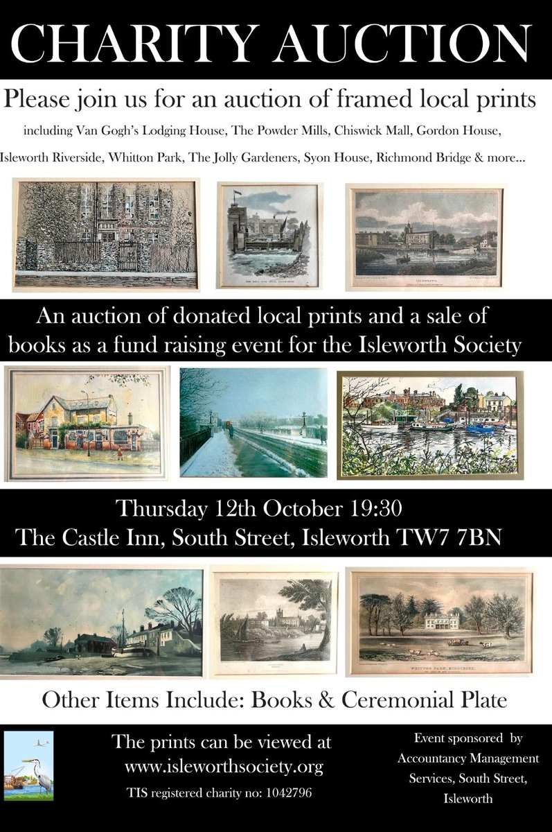 Auction of old Isleworth prints and local memorabilia on behalf of <a href="/IsleworthSocie1/">IsleworthSociety</a> October 12th, 7:30pm The Castle Inn, South Street Isleworth