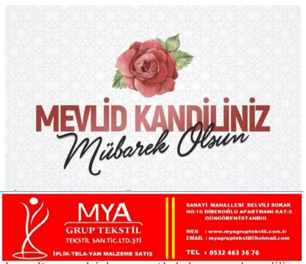 MYA GRUP TEKSTİL AİLESİ OLARAK TÜM İSLAM ALEMİNİN MÜBAREK MEVLÜT KANDİLİNİ KUTLAR HAYIRLARA VESİLE OLMASINI DİLERIZ.
#mevlütkandili #mekke #medine #egypt #morocco🇲🇦 #TURKEY #İSTANBUL #tekstilkent #tekstil #iplik #ipl2020 #almanya #germany #abd #türkiye #china #china #islam