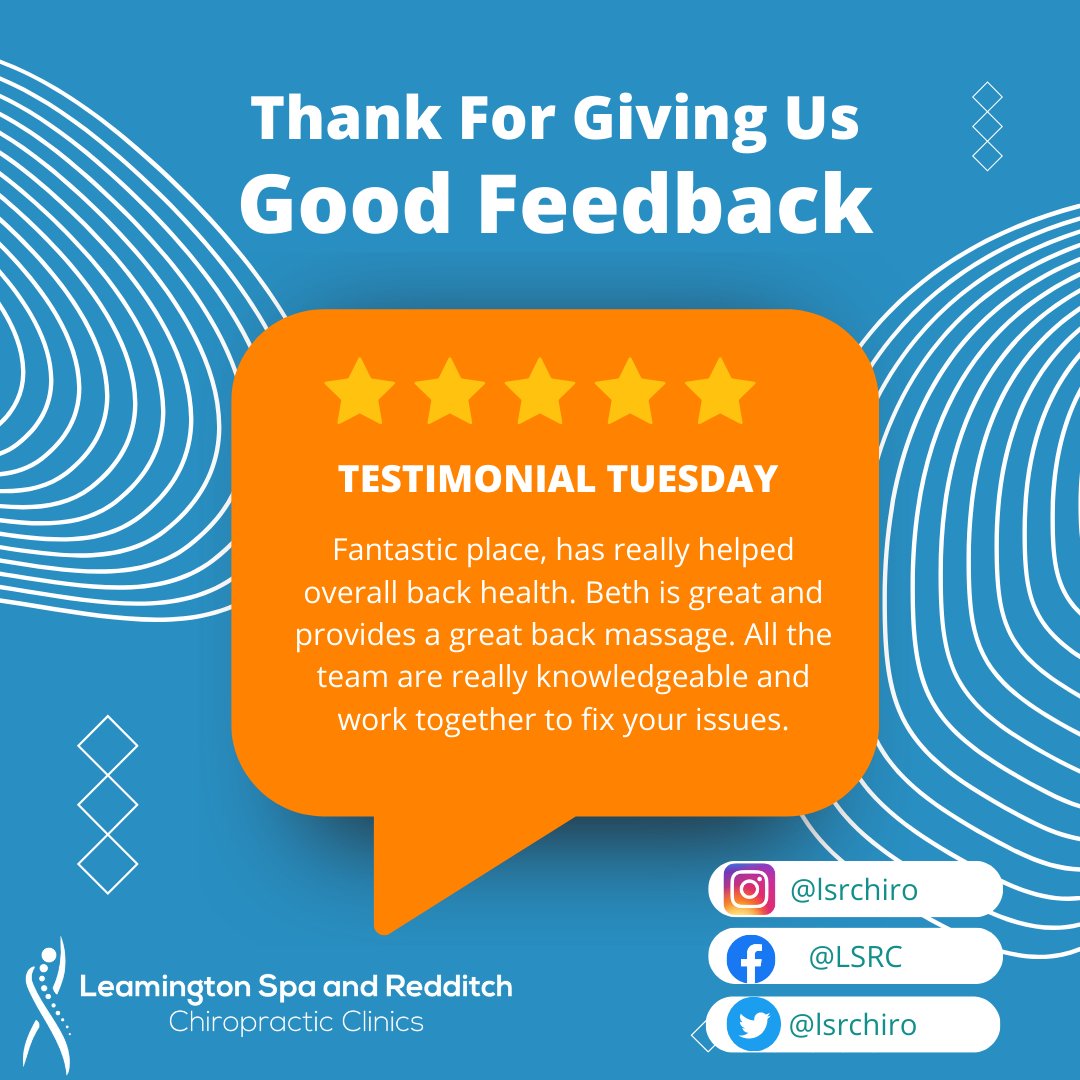 LSRChiro's tweet image. Amazing feedback for our massage therapist Beth!

Book your massage today via our website - lsrc.co.uk

#feedback #review #massage #hotstone #chiropractic #tuesday #lsrc