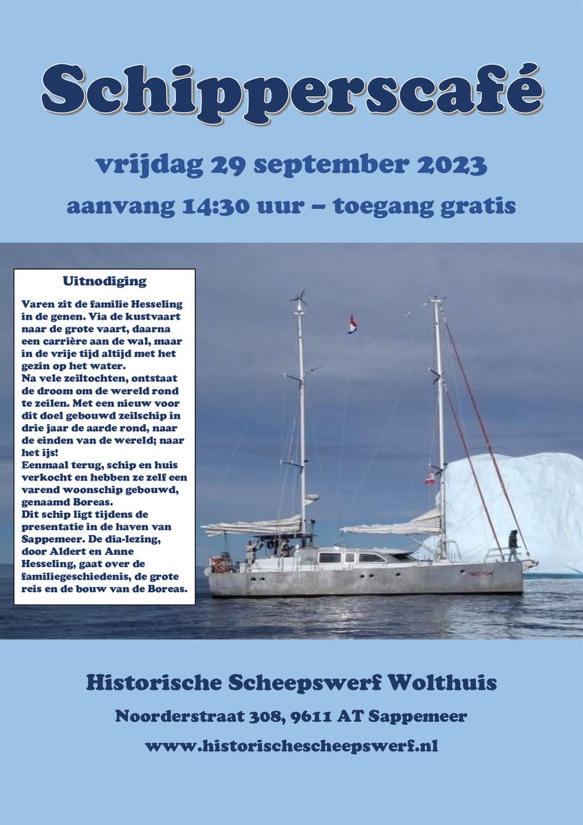 as Vrijdag weer een #Schipperscafé aanvang 14.30