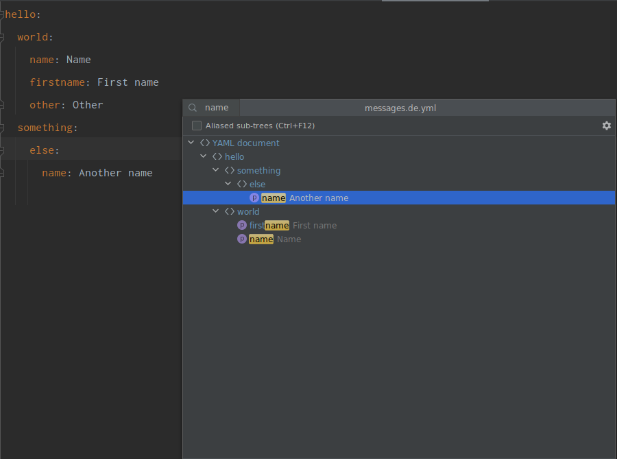 juliendephix's tweet photo. Hi @phpstorm. Is there a way to reach "https://t.co/0h84IJYSnd" in the File Structure popup? If I type "name" I get a filtered list but I wonder if there's a way to get just the one I want. Pasting "https://t.co/0h84IJYSnd" from line 1 works but it isn't straight forward. Ideas? https://t.co/YjFCe1AR2F