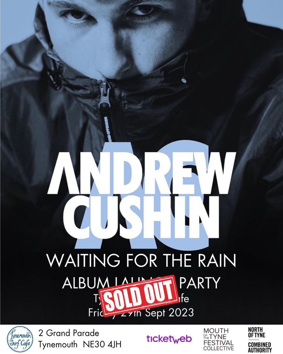 Andrew Cushin (@andrewcushin) on Twitter photo RECORD TIME 💙
You lot have sold out my Album Launch Party in a venue record time!😱
Thank you so so much!! We have just 3 days until my album “Waiting For The Rain” is released, see you on Friday for a partyyyyyy 🎉 x
<a href="/SurfCafeTM/">Tynemouth Surf Cafe</a> #WFTR RECORD TIME 💙
You lot have sold out my Album Launch Party in a venue record time!😱
Thank you so so much!! We have just 3 days until my album “Waiting For The Rain” is released, see you on Friday for a partyyyyyy 🎉 x
<a href="/SurfCafeTM/">Tynemouth Surf Cafe</a> #WFTR