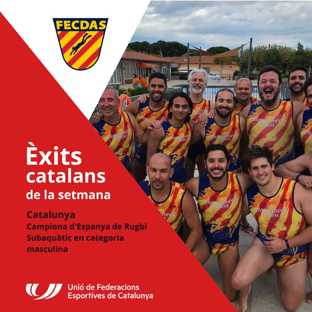 Unió de Federacions Esportives de Catalunya (@ufeccat) on Twitter photo ✨È𝔁𝓲𝓽𝓼 𝓬𝓪𝓽𝓪𝓵𝓪𝓷𝓼 𝓭𝓮 𝓵𝓪 𝓼𝓮𝓽𝓶𝓪𝓷𝓪✨
Aquesta setmana, celebrem:
🏆 La selecció catalana masculina es proclama campiona d'Espanya de Rugbi Subaquàtic <a href="/FECDAStwit/">Federació Catalana d′Activitats Subaquàtiques</a>
#SomEsport #Som750mil ✨È𝔁𝓲𝓽𝓼 𝓬𝓪𝓽𝓪𝓵𝓪𝓷𝓼 𝓭𝓮 𝓵𝓪 𝓼𝓮𝓽𝓶𝓪𝓷𝓪✨
Aquesta setmana, celebrem:
🏆 La selecció catalana masculina es proclama campiona d'Espanya de Rugbi Subaquàtic <a href="/FECDAStwit/">Federació Catalana d′Activitats Subaquàtiques</a>
#SomEsport #Som750mil