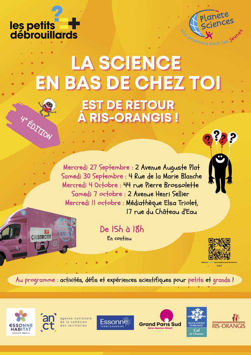 [?=+] - La biodiversité à l'honneur à Ris-Orangis 

Retrouvez-nous les mercredis et samedis du 27 Septembre au 11 Octobre, à <a href="/VilleRisOrangis/">Ville de Ris-Orangis</a> pour des #animations consacrées à la #biodiversité grâce à notre camion "Science Tour". 

🤝 avec <a href="/PlaneteSciences/">Planète Sciences</a>

#essonne #risorangis