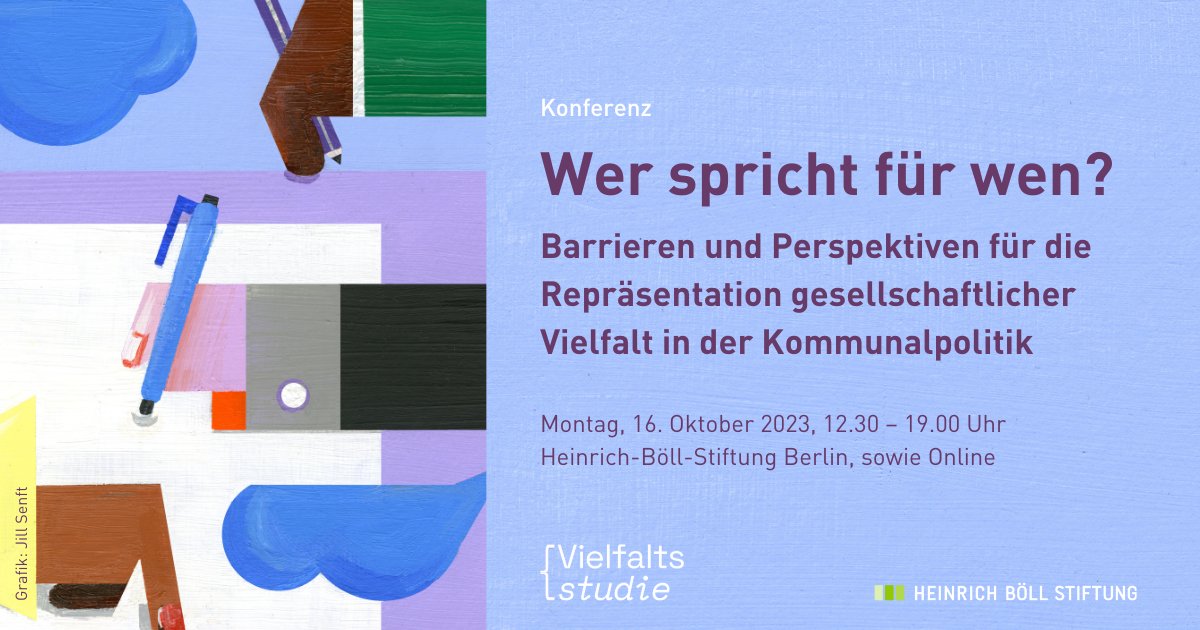 Wie vielfältig ist die #Kommunalpolitik in Deutschland? Wer ist beteiligt, wer ausgeschlossen?

🗓️Am 16. Oktober stellen wir den 3. Teil der #Vielfaltsstudie vor und diskutieren die Ergebnisse mit zahlreichen spannenden Expert*innen. Jetzt anmelden! calendar.boell.de/de/event/praes…