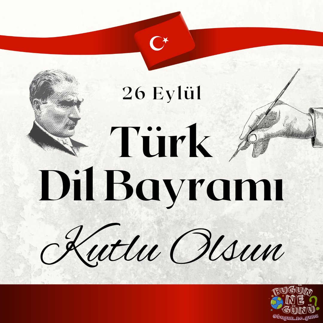 Mustafa Kemal Atatürk'ün talimatıyla 1932'de düzenlenen "Birinci Türk Dil Kurultayı"nın açılış günü olan 26 Eylül, her yıl "Dil Bayramı" olarak kutlanır.

#dilbayramı #türkdilbayramı #bugünnegünü #tarihtebugün #türkçe