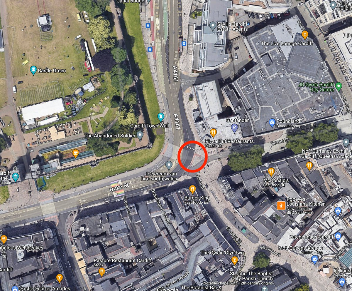 DrewMabey's tweet photo. In addition to taking over a minute for a green man, the beg buttons on the Duke St crossing are now not working. Can this be fixed @cardiffcouncil? #QuickQueryCDF https://t.co/Lu1pvSKBsM https://t.co/mT6Lb9QMTw