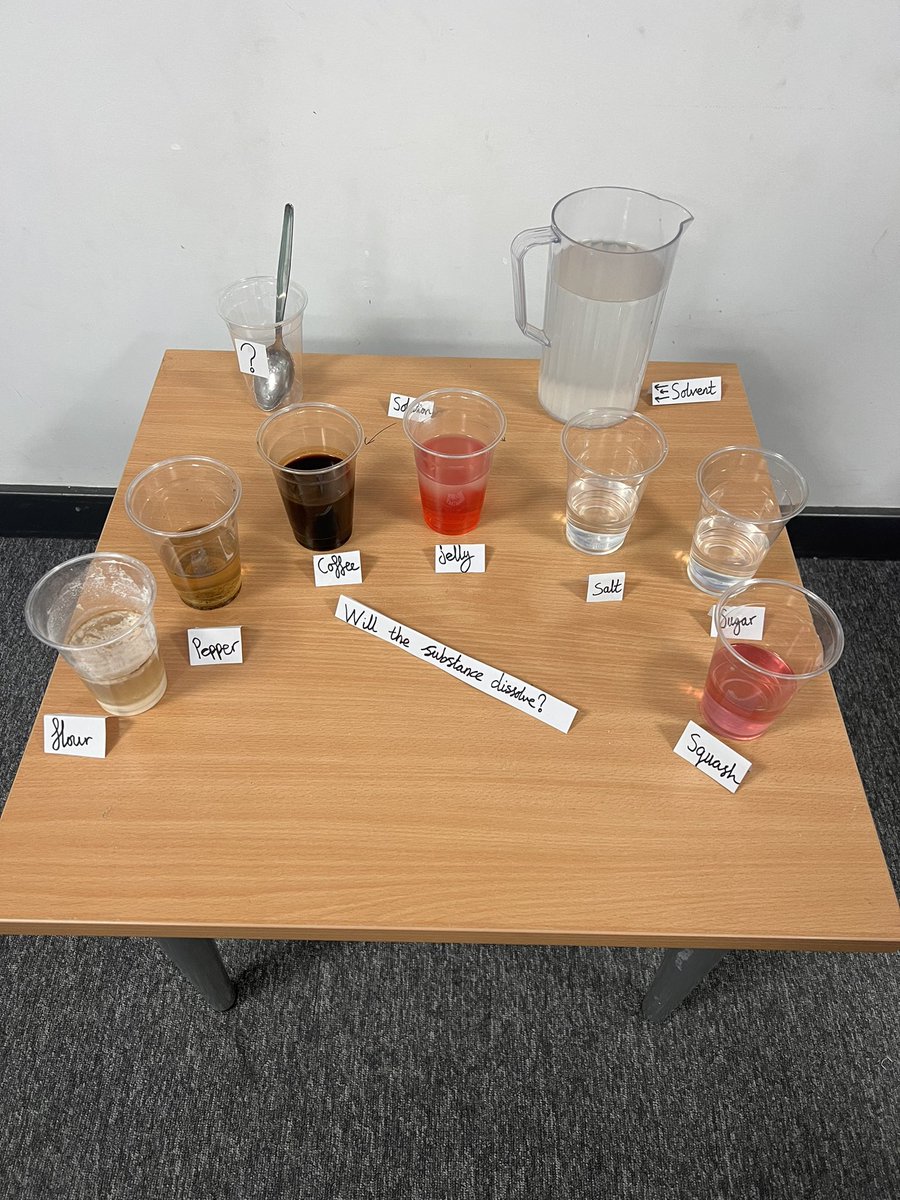Popped in to the fabulous 5KG this morning, and what a treat for my eyes! An engaging table with lots of science equipment for the class to explore. Do you think these substances will dissolve in the solvent? 🔍  👏 <a href="/MrGoldingGBS/">Mr Golding</a>