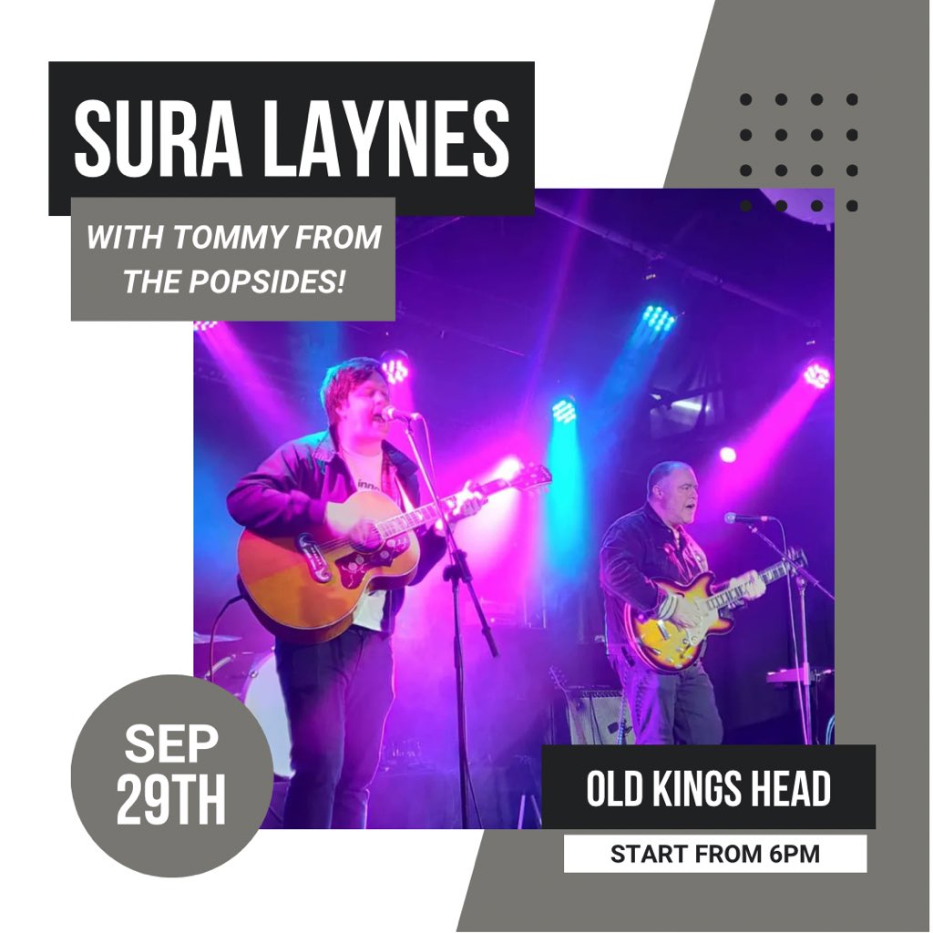 TheDerbyDays's tweet photo. Our evening is made even better by welcoming @suralaynes and Tommy from the Popsides who will be performing from 6pm this Friday during our event🐏

Pop down to the Old Kings Head, Belper to enjoy a great display with great music🤍🖤

#dcfcfans #therams #ramsfans #livemusic https://t.co/6nAiU80ZNC