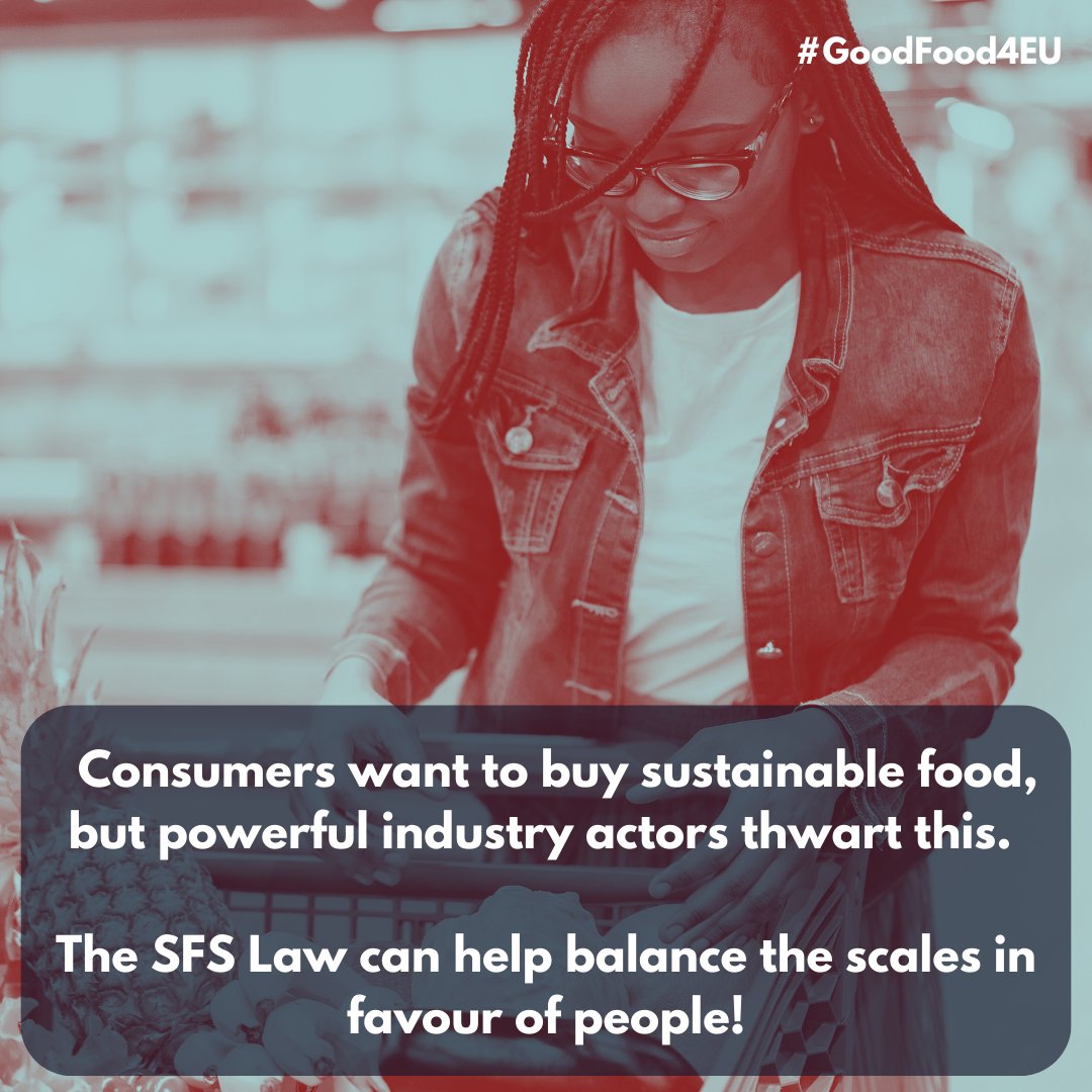 Consumers know our #FoodSystems don’t work and want to support the shift to true #sustainability 🔄

But current #FoodEnvironments systematically promote an unhealthy and unsustainable diet👎

The #SFSLaw can forge a future where #FoodDemocracy matters✅

#GoodFood4EU #Eat4Change