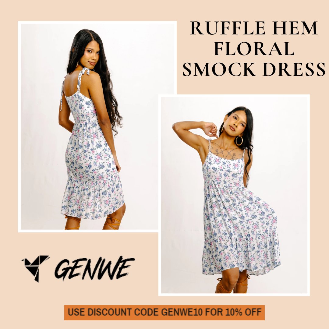 Floral dreams come true with our Ruffle Hem Floral Smock Dress for £24.00! 🌸 Made from 100% polyester, tank sleeves and a regular fit. 💃

Shop now! bit.ly/4508SKt

#genwe #genwecommunity #FloralDress #FashionDeals #SummerFashion #DressToImpress #RuffleHem #Polyester