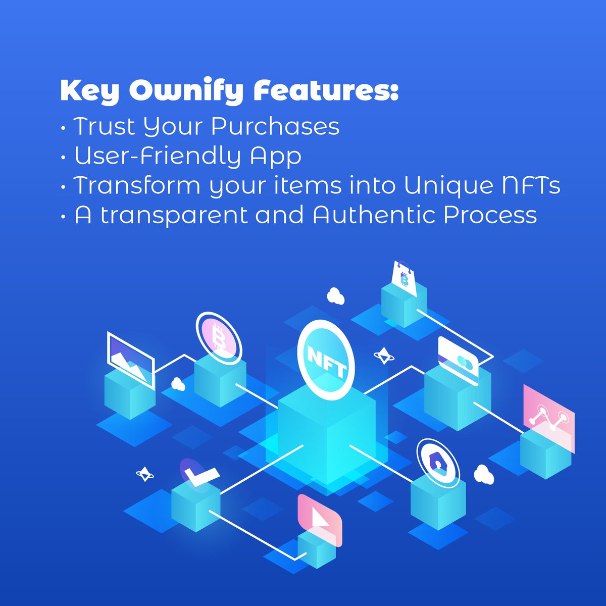 OwniChain's tweet image. Unlock a new era of Ownership with Ownify.
Trust your purchases with an user-friendly platform. Experience Transparency.

#OwnifyApp #NFTs #Blockchain #Web3