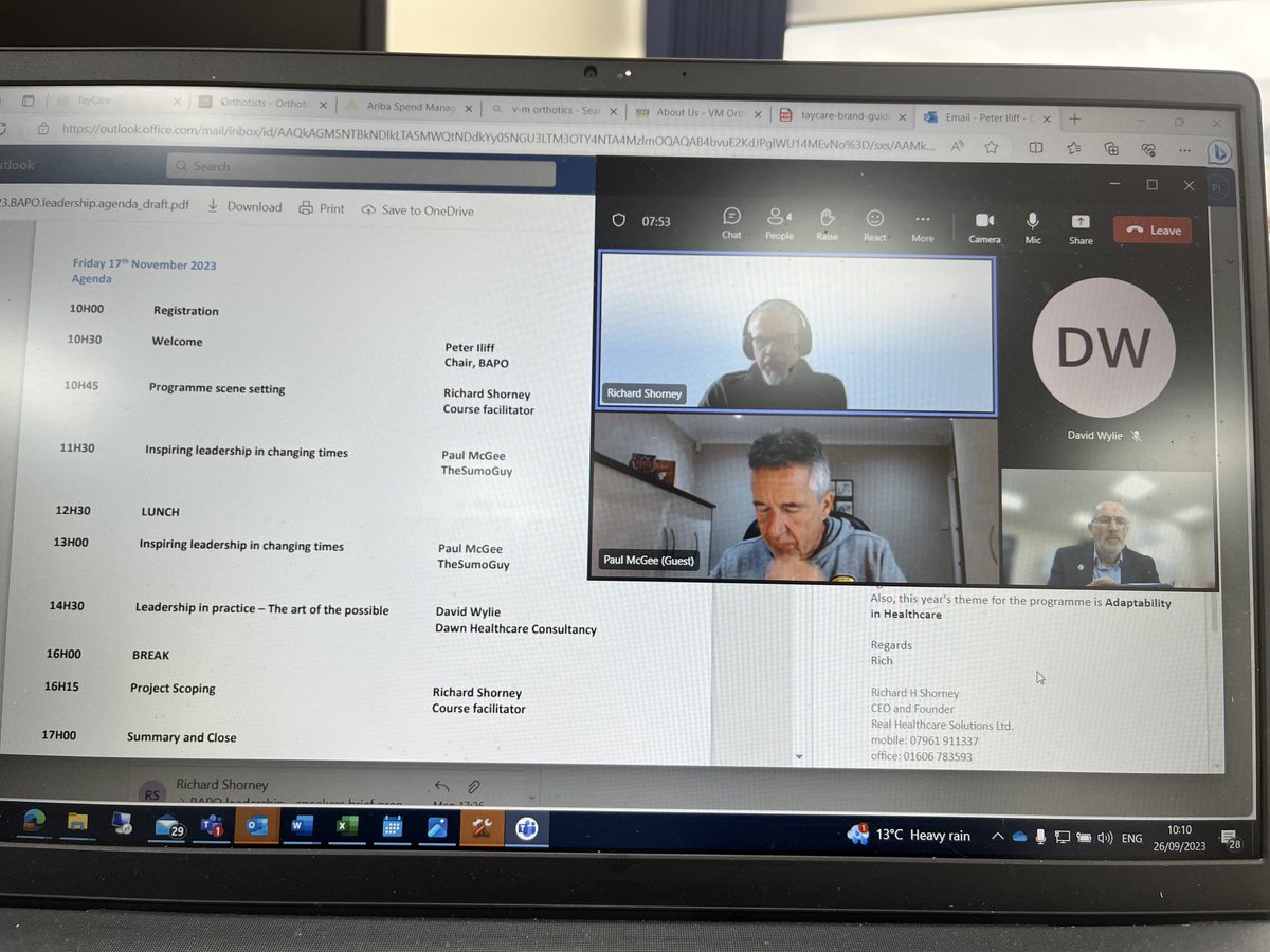 Peter_I_PandO97's tweet photo. Planning meeting for @BAPO2 Leadership Programme 2023-24 underway. 18 successful applicants await. @TheSumoGuy @RichShorney @wyliedpod #leadership #prosthetists #orthotists https://t.co/JZXcm84lvI