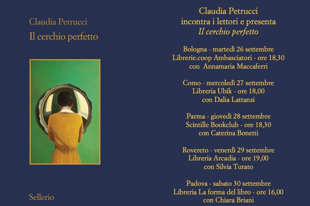 #Bologna, Como, Parma, Rovereto e Padova. @cpetruccioli vi aspetta per presentare il suo romanzo #Ilcerchioperfetto. Oggi appuntamento alle 18.30.
#savethedate 
Tutti gli eventi li trovate qui: sellerio.it/it/eventi/