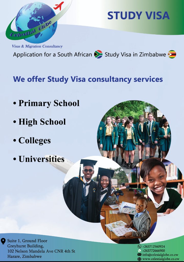 celestialglobe2's tweet photo. 🇿🇦 South African Visas & Permits application in Zimbabwe
#studyvisa #spousalvisa #criticalskills #business visa #PR
📍Visitor Visa for Zimbabwean Residence Permit holders #Chinese #Indians #Rusians
📱+263772666900
📞 +263712560924 https://t.co/mTOSyNOqnR