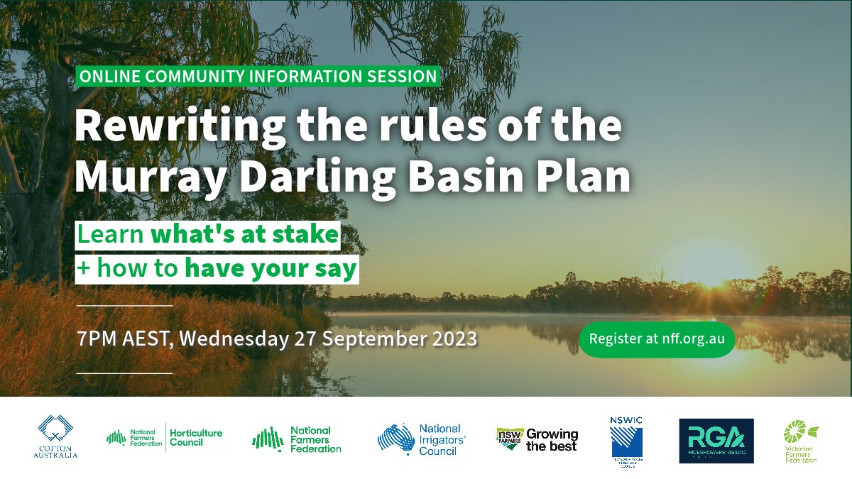 RGA (@ricegrowers) on Twitter photo What will the rewrite of the Basin Plan mean for you? <a href="/NationalFarmers/">National Farmers' Federation</a> is holding an online info session at 7pm tomorrow night. The RGAβs Water Policy Manager will be presenting on how you can make a submission. Register here π loom.ly/zi_8KWw What will the rewrite of the Basin Plan mean for you? <a href="/NationalFarmers/">National Farmers' Federation</a> is holding an online info session at 7pm tomorrow night. The RGAβs Water Policy Manager will be presenting on how you can make a submission. Register here π loom.ly/zi_8KWw