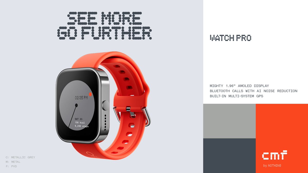 Raman_Singh8's tweet photo. CMF by Nothing Buds Pro, Watch Pro and Power 65W GaN Charger Launched.
Buds Pro: โน3,499 INR
Watch Pro: โน4,499 INR
Power 65W GaN: โน2,999 INR
#Nothing #CMFByNothing #Carlpie https://t.co/xgcLVu5dTj