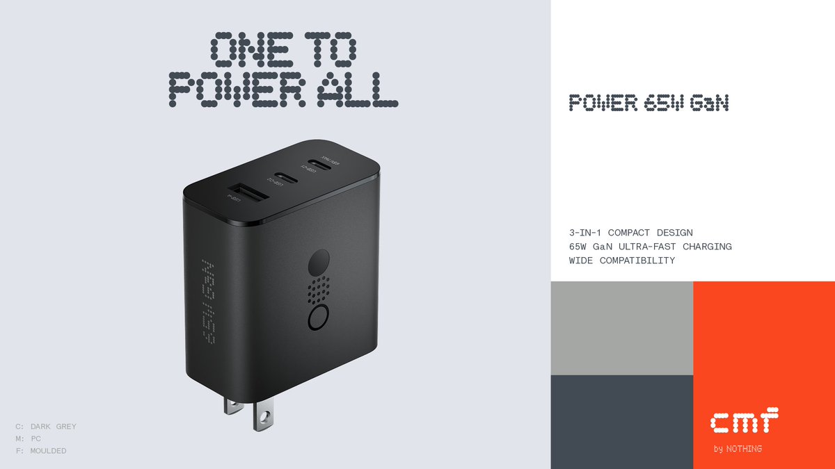 Raman_Singh8's tweet photo. CMF by Nothing Buds Pro, Watch Pro and Power 65W GaN Charger Launched.
Buds Pro: โน3,499 INR
Watch Pro: โน4,499 INR
Power 65W GaN: โน2,999 INR
#Nothing #CMFByNothing #Carlpie https://t.co/xgcLVu5dTj