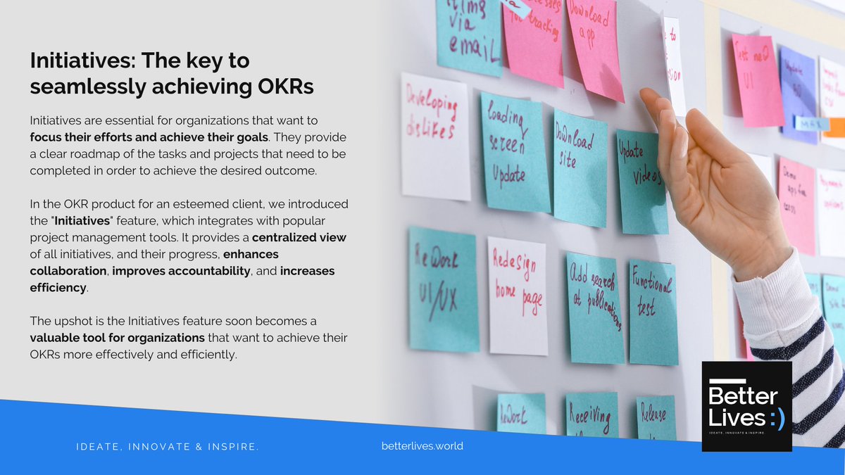 P7Betterlives's tweet image. Initiatives: The key to seamlessly achieving OKRs

#Initiatives #ObjectiveSetting #OKR #GoalTracking #HolisticView #Efficiency #ResourceAllocation #GoalAchievement #ClientSuccess #Productivity #Timelines #SuccessStories #LinkedInMarketing #BusinessSolutions #betterlives