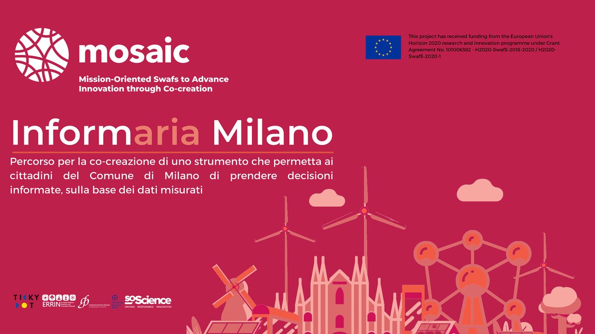 🌿 On 29 September join the final event of MOSAIC's Pilot city Milan, during the Green Week!

Discover the innovative solutions 💡 co-created by citizens, R&amp;I stakeholders, businesses and city administration to make #airquality data accessible.

🖊👉 tinyurl.com/yxjpvnav