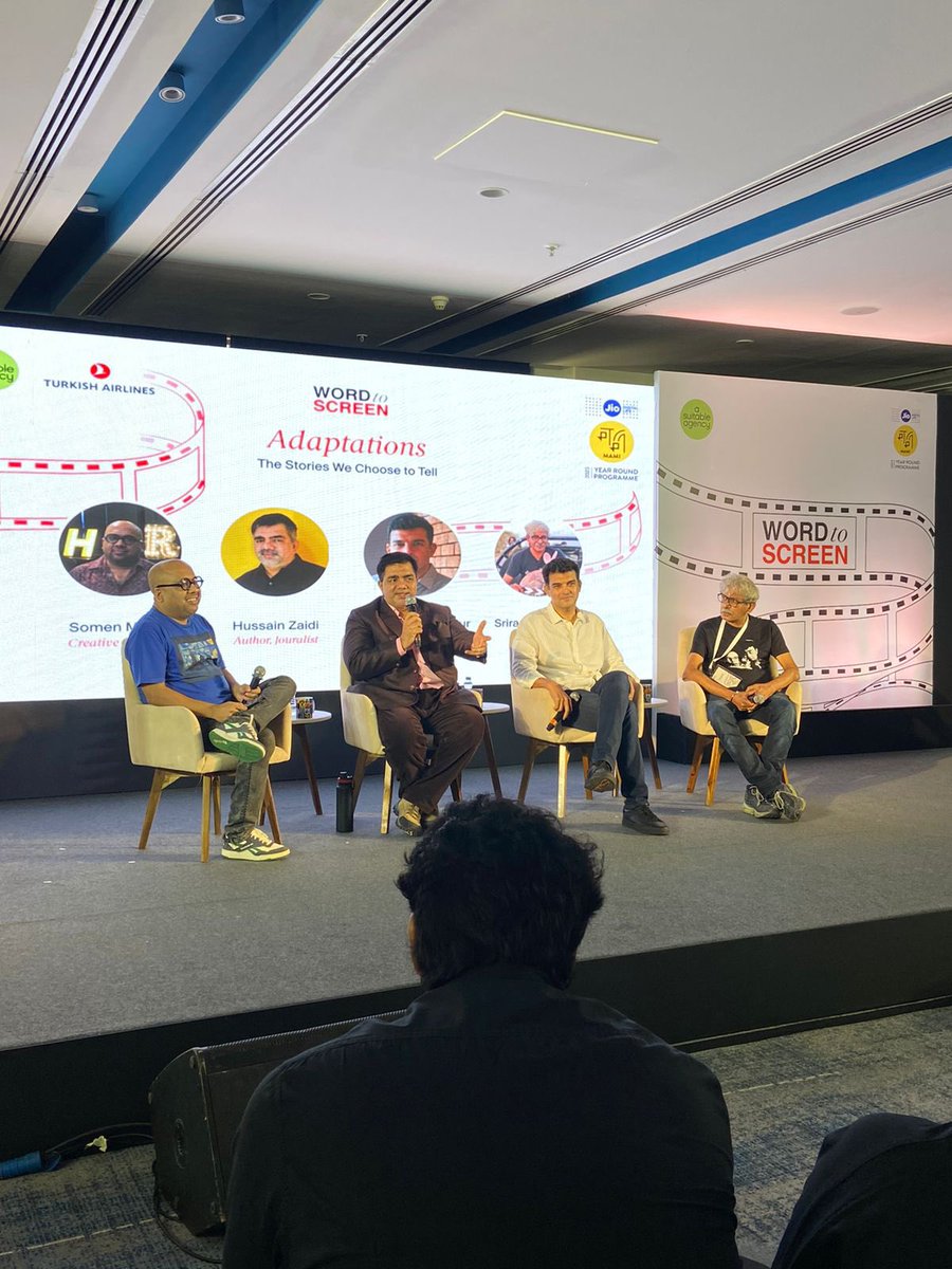 MumbaiFilmFest's tweet photo. ‘The Stories We Choose To Tell’
@somenmishra0 #hussainzaidi #siddharthroykapur #sriramraghavan
@ASuitableAgency #writers #pitch #cinema #publishers #wordtoscreen #jiomamimumbaifilmfestival #books #stories #awards #jwmarriott https://t.co/RqiRXLHvf9
