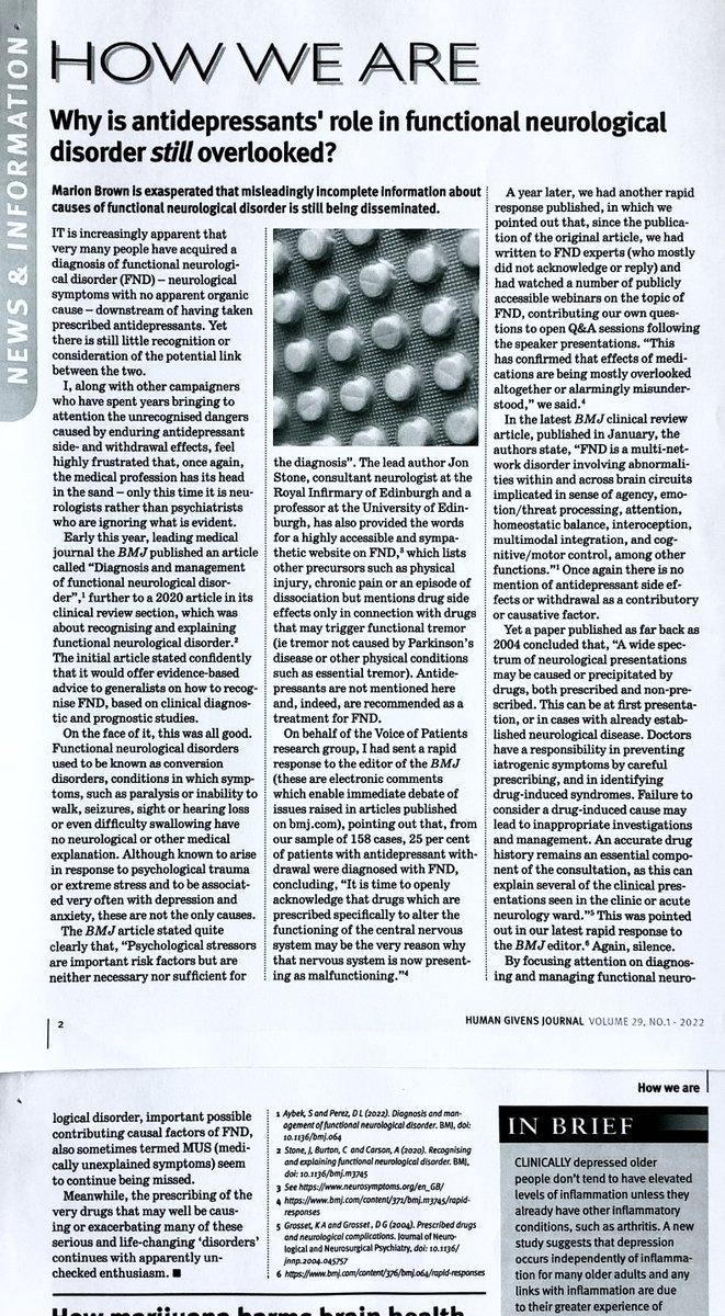 recover2renew's tweet image. "By focusing attention on 'diagnosing &amp;amp; managing #functionalneurologicaldisorder' important possible contributing causal factors continue to be missed. Meanwhile #prescribing of the very drugs which may exacerbate [#FND] continues with unabated 
enthusiasm." ?#antidepressants etc