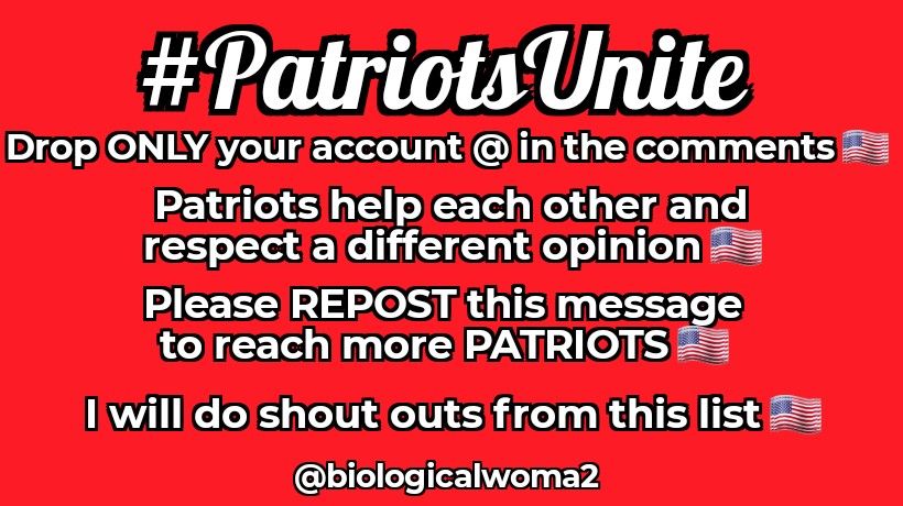 It's Tuesday, September 26th. Drop your account @ and follow everyone who does the same. Drop by and meet new patriot friends #PatriotsUnite 😊🇺🇸 REPOST this message to reach more PATRIOTS