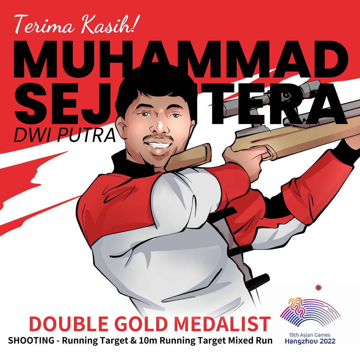 Terima Kasih Muhammad Sejahtera Dwi Putra! 

Dua medali emas cabor menembak untuk Indonesia

#AsianGames
#IndonesiaJuara 
#BreakingNews