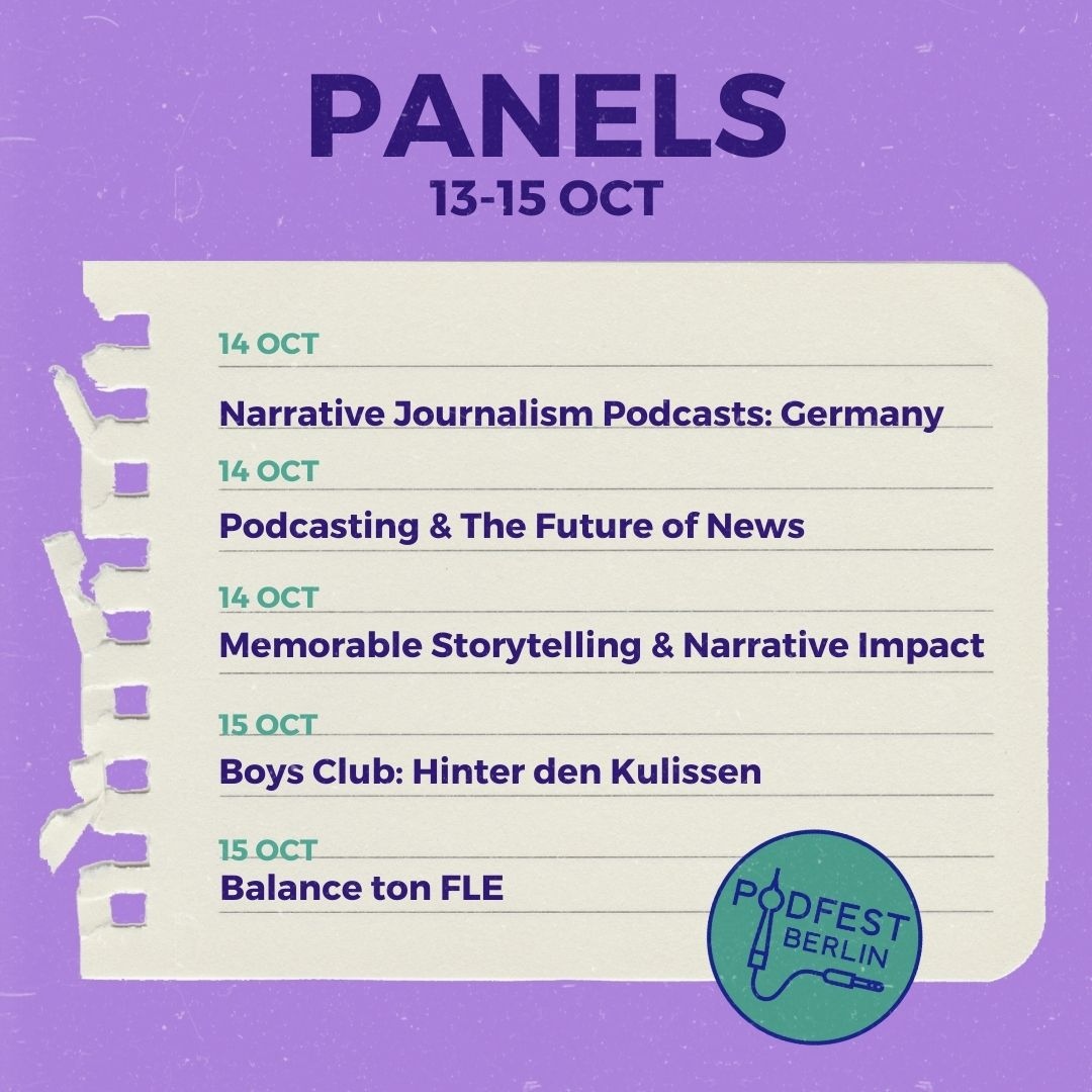 THERE'S A LOT TO DISCUSS 🤓
One look at our extensive schedule will show you that we got several amazing panels planned for you: 
podfestberlin.com/schedule2023

Grab your festival pass here to not miss out on these important insights, advice and more:
podfestberlin.com/tickets
