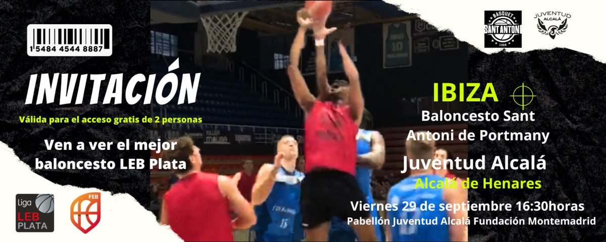 🤩🚨 Podréis ver al <a href="/cjuventudalcala/">Club Juventud Alcalá</a> en vivo.

Puertas abiertas en el <a href="/FMontemadrid/">Fundación Montemadrid</a> 🏟 para que disfrutéis al equipo en su último partido del 𝘴𝘵𝘢𝘨𝘦 de pretemporada.

🆚 <a href="/CBSantAntoni/">Class Bàsquet Sant Antoni</a>

🖱️ Pincha y descarga la invitación gratis:

giglon.com/todos?idEvent=…

#CiudadHistorica
