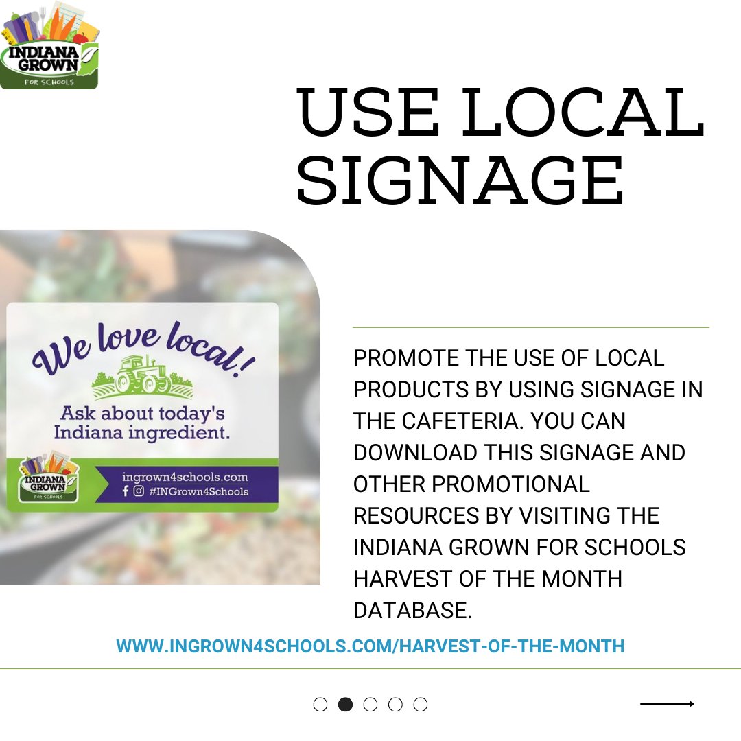 INGrown4Schools's tweet photo. Check out these ideas for getting your school or community excited about the upcoming Farm to School Month! If you need help getting started or want to learn more, please email our Farm to School Coordinator at bgoode@health.in.gov.
#INgrown4Schools #farmtoschool https://t.co/EoUyeRs1Or