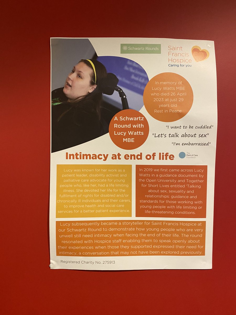 Representing <a href="/SFHUK/">Saint Francis Hospice</a> at the <a href="/PointofCareFdn/">The Point of Care Foundation</a> #SchwartzConferences2023 today. Concentrating on the impact of #schwartzrounds and how they help us share our stories and how they resonate with our colleagues, also proud to see our poster submission on display
