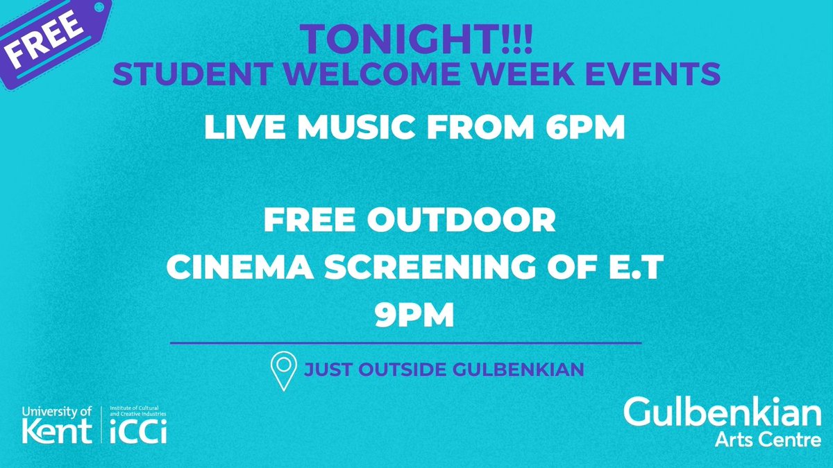 📣 Tonight! 📣

Don't forget we have a FREE outdoor cinema screening of E.T just outside Gulbenkian on the lawn for students. There will be live music outside from 6pm, so grab your popcorn, bring your friends and enjoy the movie! 🍿